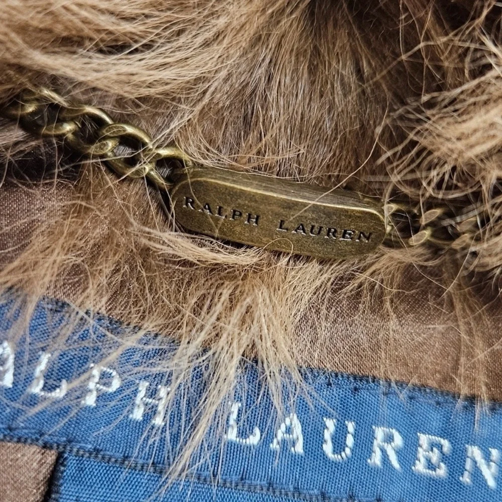 Ralph Lauren Blue Label Runway Brown Dyed Lamb Fur Shearling Vest Silk Medium - Picture 5 of 5